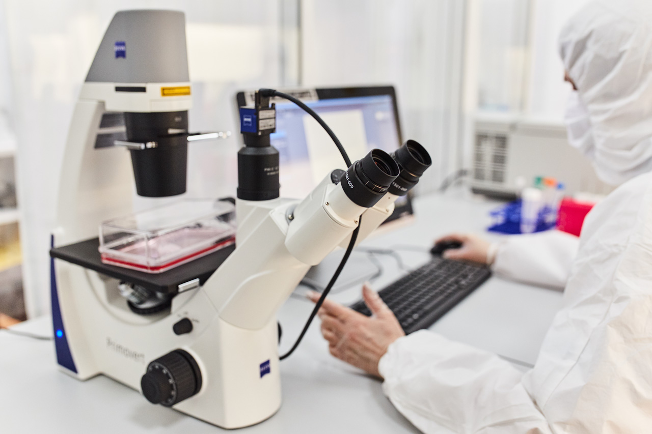 Swiss Medica laboratory. Checking the cell material.