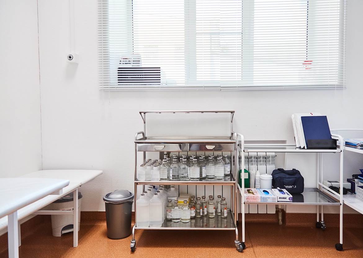 At Swiss Medica. Procedure room.