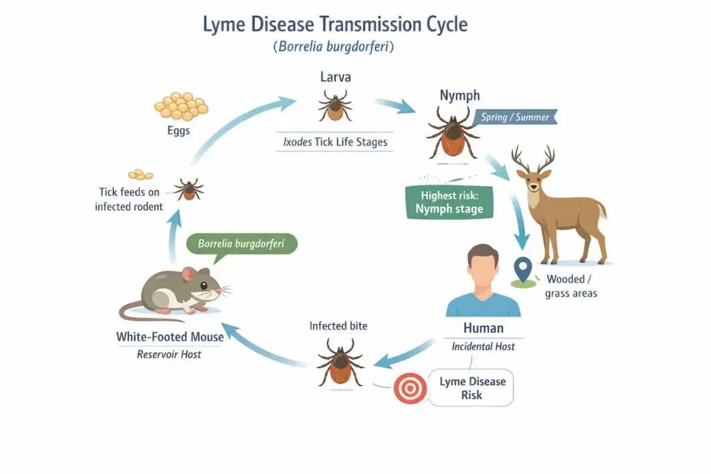 Tick transmission cycle for Lyme disease