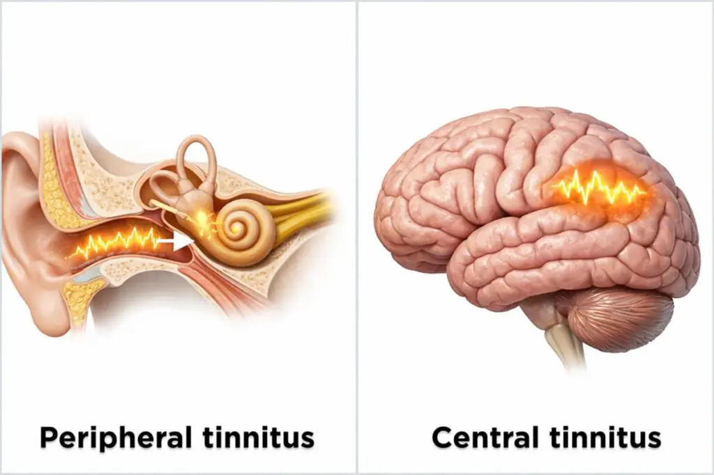 Peripheral vs Central tinnitus