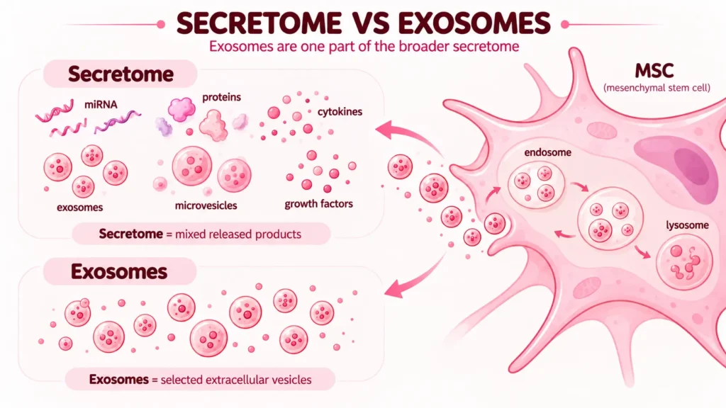 secretome vs. exosomes