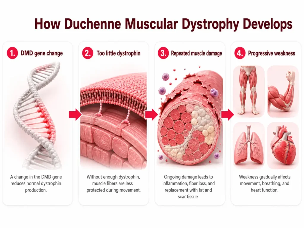 Duchenne Muscular Dystrophy causes and progression